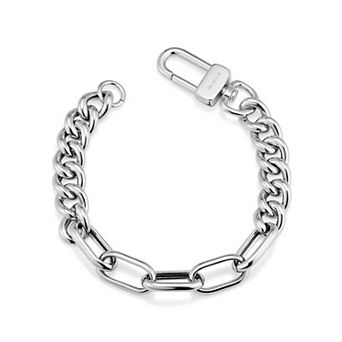 Fremada Sterling Silver Mixed Link Bracelet