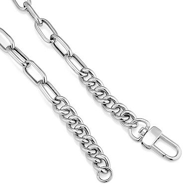 Fremada Sterling Silver Mixed Link Bracelet