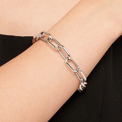 Fremada Sterling Silver Mixed Link Bracelet