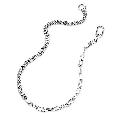 Fremada Sterling Silver Mixed Link Chain Necklace