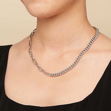 Fremada Sterling Silver Mixed Link Chain Necklace