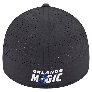 Men's New Era Black Orlando Magic Featherweight Poly Rope Flex 39Thirty Hat