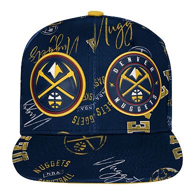 Youth Outerstuff Navy Denver Nuggets Street Hooper Allover Print Snapback Hat