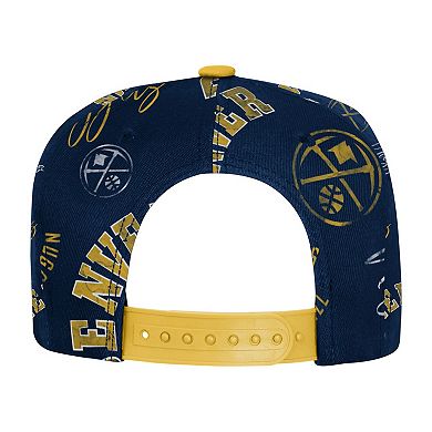 Youth Outerstuff Navy Denver Nuggets Street Hooper Allover Print Snapback Hat