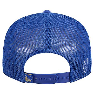 Men's New Era Gold/Royal Golden State Warriors Outdoor Split Panel 9FIFTY Snapback Hat