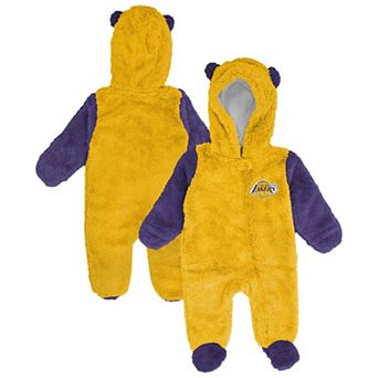 Infant & Newborn Outerstuff Gold Los Angeles Lakers Stay Napping Fleece Bunting Full-Zip Sleeper