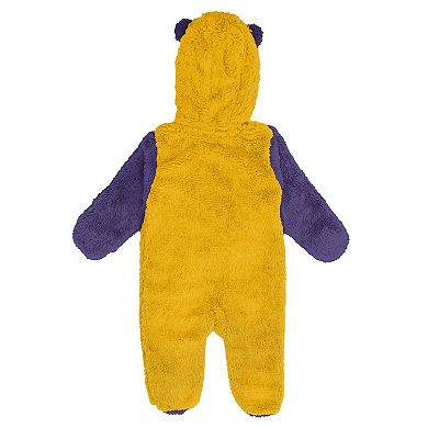 Infant & Newborn Outerstuff Gold Los Angeles Lakers Stay Napping Fleece Bunting Full-Zip Sleeper