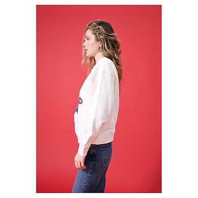 Women's Terez Cream Philadelphia Phillies Oversized Gemstone Logo Sweatshirt