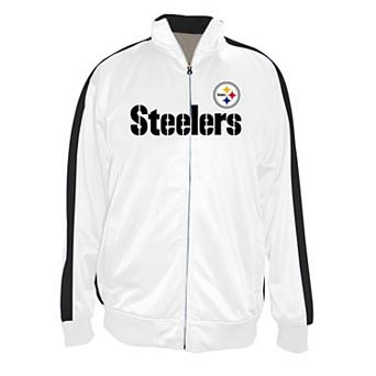 Men's Fanatics White Pittsburgh Steelers Big & Tall Tricot Full-Zip Track Jacket