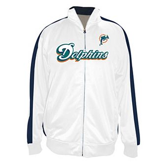 Men's Profile White Miami Dolphins Big & Tall Tricot Full-Zip Track Jacket