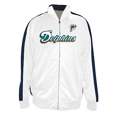 Men's Profile White Miami Dolphins Big & Tall Tricot Full-Zip Track Jacket