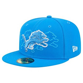 Men's New Era Blue Detroit Lions Tri-Hit 59FIFTY Fitted Hat