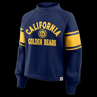 Women's Fanatics Navy Cal Bears Oversized Hometown Premium Punt Coverage Raglan Pullover Sweatshirt