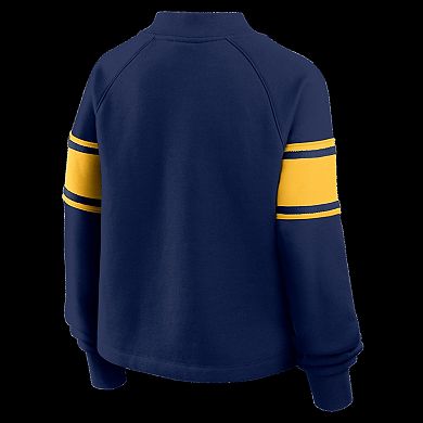 Women's Fanatics Navy Cal Bears Oversized Hometown Premium Punt Coverage Raglan Pullover Sweatshirt