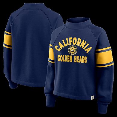 Women's Fanatics Navy Cal Bears Oversized Hometown Premium Punt Coverage Raglan Pullover Sweatshirt