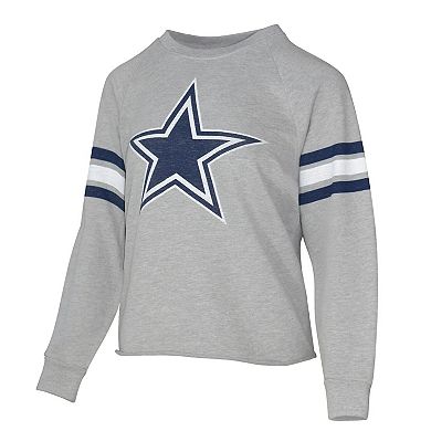 Women's Lauren James Gray Dallas Cowboys Raglan Terry Sweatshirt