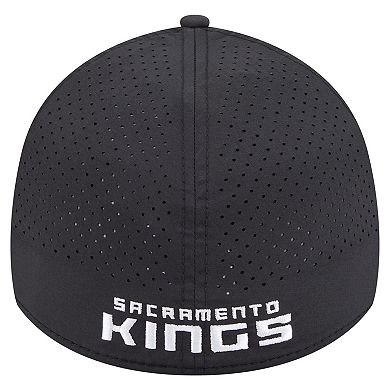 Men's New Era Black Sacramento Kings Featherweight Poly Rope Flex 39Thirty Hat