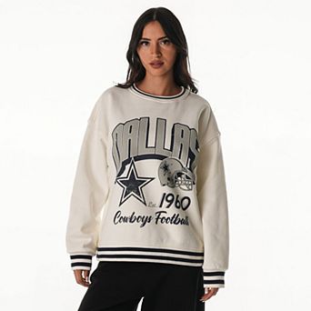 Women's The Wild Collective Cream Dallas Cowboys Oversized Vintage French Terry Sweatshirt