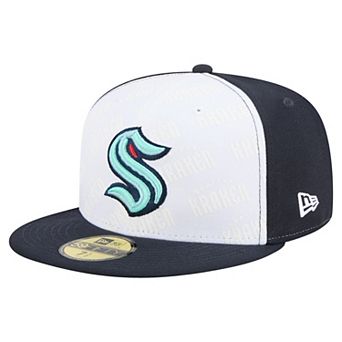 Men's New Era White/Deep Sea Blue Seattle Kraken Repeat Two-Tone 59FIFTY Fitted Hat