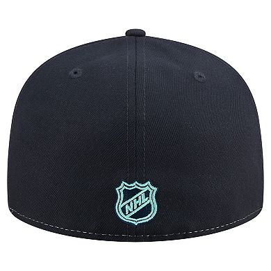 Men's New Era White/Deep Sea Blue Seattle Kraken Repeat Two-Tone 59FIFTY Fitted Hat