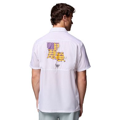 Men's Columbia White LSU Tigers Slack Tide Camp Button-Up Shirt