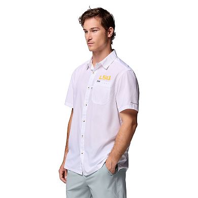 Men's Columbia White LSU Tigers Slack Tide Camp Button-Up Shirt
