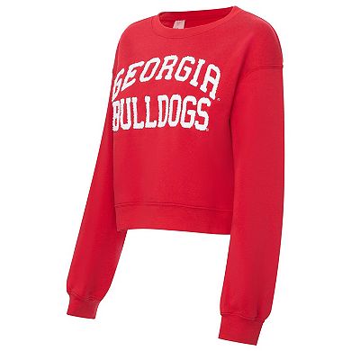 Women's ZooZatz Red Georgia Bulldogs Chenille Cropped Sweatshirt