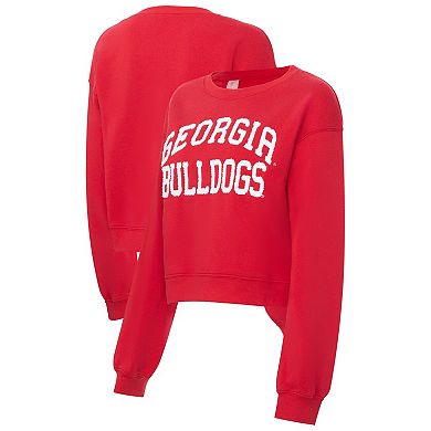 Women's ZooZatz Red Georgia Bulldogs Chenille Cropped Sweatshirt