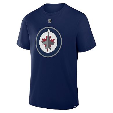 Men's Fanatics Kyle Connor Navy Winnipeg Jets Authentic Stack Name & Number T-Shirt
