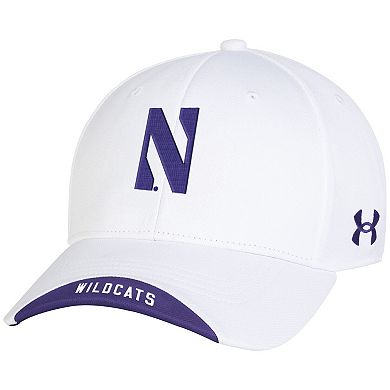 Men's Under Armour White Northwestern Wildcats Sideline Blitzing Accent Adjustable Hat