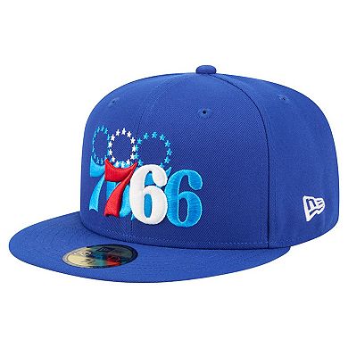 Men's New Era Royal Philadelphia 76ers Tri-Hit 59Fifty Fitted Hat