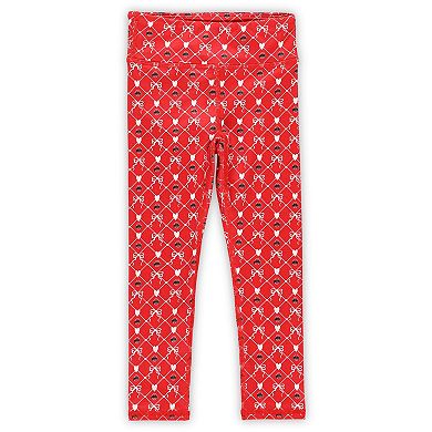 Girls Toddler ZooZatz Scarlet Ohio State Buckeyes Tri-Blend Bow Legging and Shirt Set
