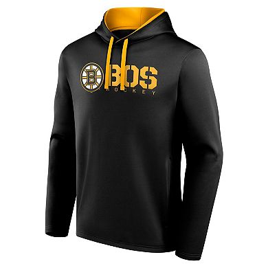 Men's Logo Athletic Black Boston Bruins Head Start Pullover Hoodie