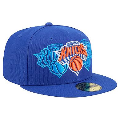 Men's New Era Blue New York Knicks Tri-Hit 59Fifty Fitted Hat
