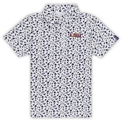 Toddler Garb Purple LSU Tigers Tom Allover Print Performance Polo