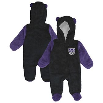 Infant & Newborn Outerstuff Black Sacramento Kings Stay Napping Fleece Bunting Full-Zip Sleeper