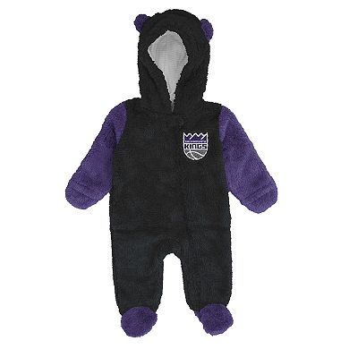 Infant & Newborn Outerstuff Black Sacramento Kings Stay Napping Fleece Bunting Full-Zip Sleeper