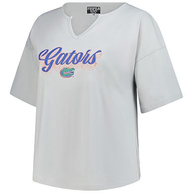 Women's Fanatics Gray Florida Gators Plus Size Winning Gear Notch Neck T-Shirt