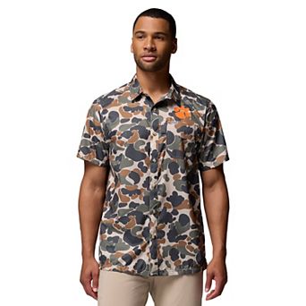 Men's Columbia Camo Clemson Tigers Super Slack Tide Omni-Wick Button-Up Shirt