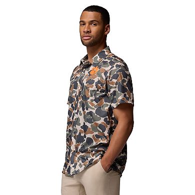 Men's Columbia Camo Clemson Tigers Super Slack Tide Omni-Wick Button-Up Shirt