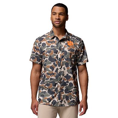 Men's Columbia Camo Clemson Tigers Super Slack Tide Omni-Wick Button-Up Shirt