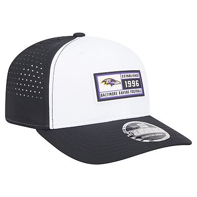 Men's New Era White/Black Baltimore Ravens Established Patch 9SEVENTY Adjustable Hat