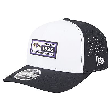 Men's New Era White/Black Baltimore Ravens Established Patch 9SEVENTY Adjustable Hat