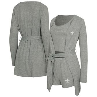 Women's Concepts Sport Heather Gray New Orleans Saints Rigor Tank, Short & Robe Set
