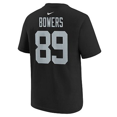 Youth Nike Brock Bowers Black Las Vegas Raiders Player Name & Number T-Shirt