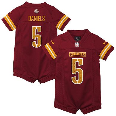 Newborn & Infant Nike Jayden Daniels Burgundy Washington Commanders Game Romper Jersey
