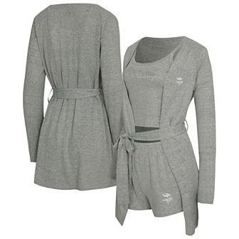 Women's Concepts Sport Heather Gray Minnesota Vikings Rigor Tank, Short & Robe Set