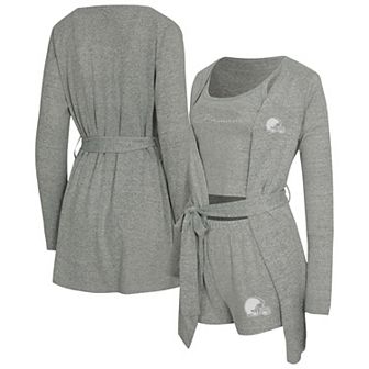 Women's Concepts Sport Heather Gray Cleveland Browns Rigor Tank, Short & Robe Set