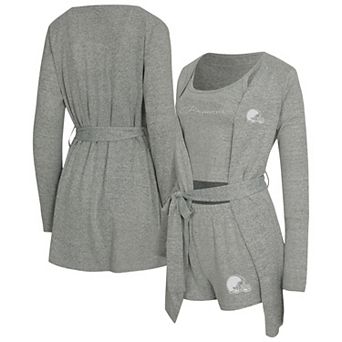 Women's Concepts Sport Heather Gray Cleveland Browns Rigor Tank, Short & Robe Set