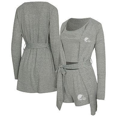 Women's Concepts Sport Heather Gray Cleveland Browns Rigor Tank, Short & Robe Set